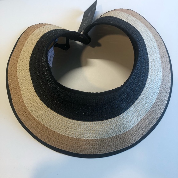 INC International Concepts Black & Tan Woven Sun Hat, Adjustable, NWT! - Picture 2 of 5